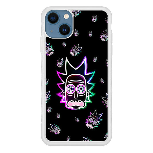 Rick Face Neon iPhone 13 Mini Case-Rubber / White (2D Case)-Xtracase