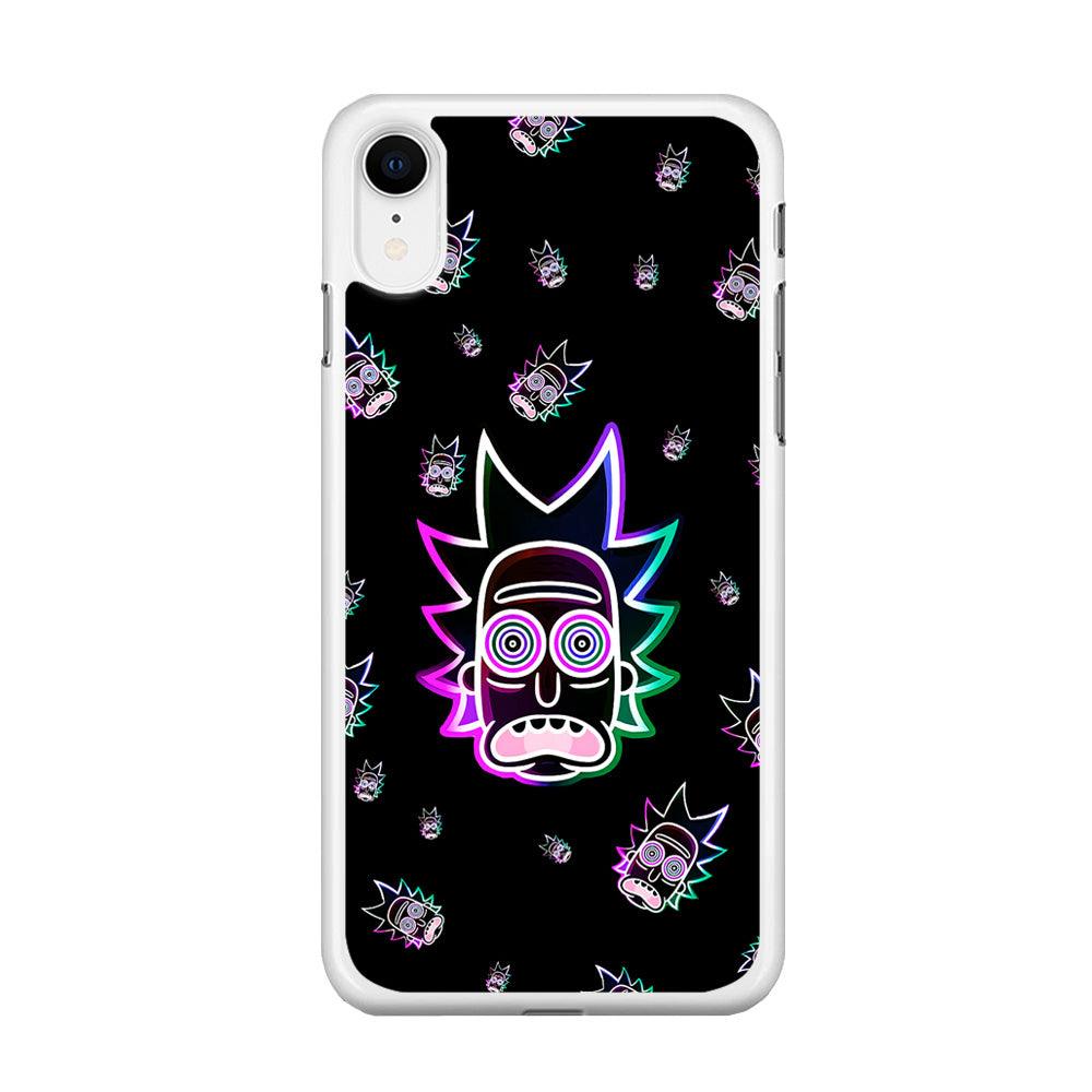 Rick Face Neon iPhone XR Case-Rubber / White (2D Case)-Xtracase