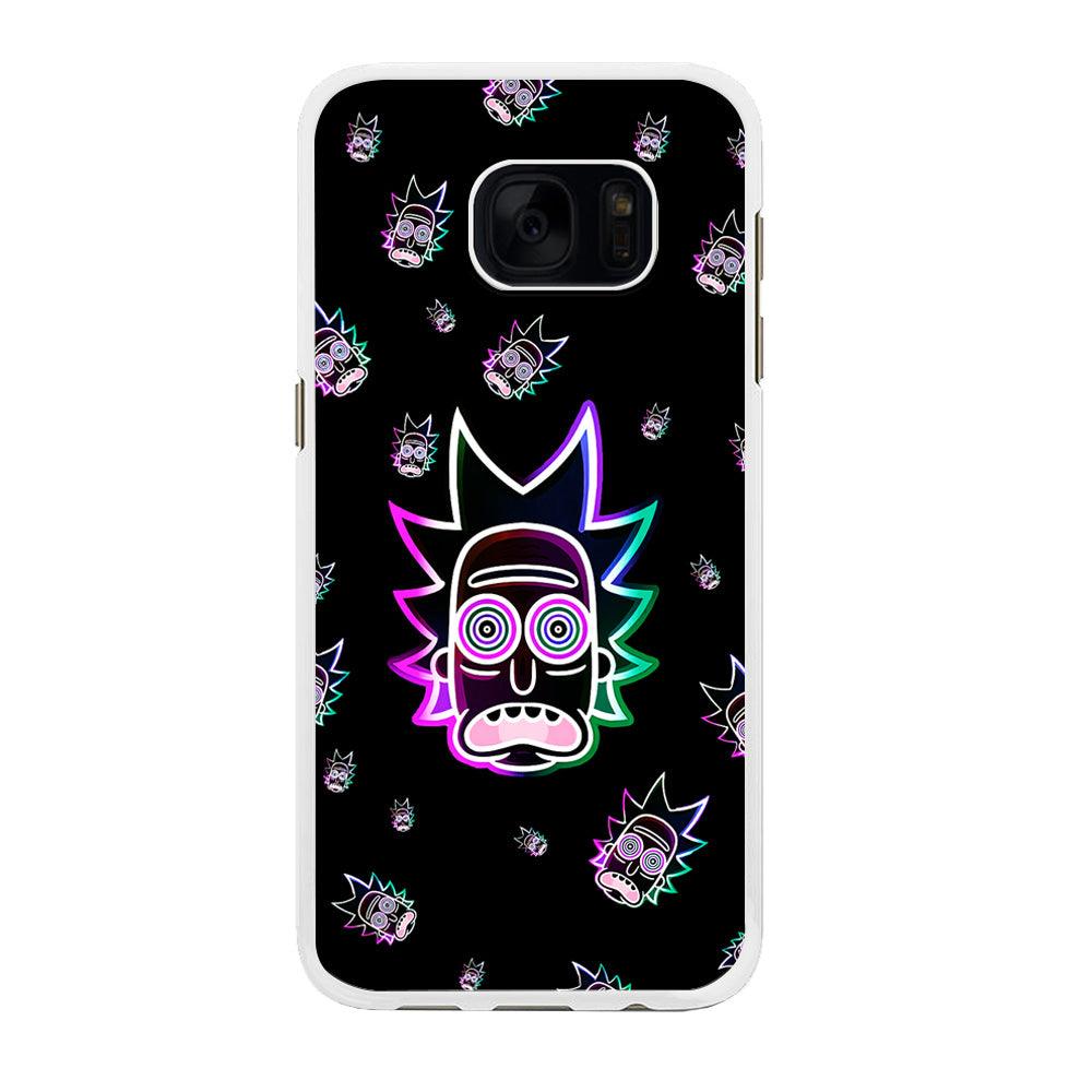 Rick Face Neon Samsung Galaxy S7 Edge Case-Rubber / White (2D Case)-Xtracase