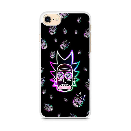 Rick Face Neon iPhone 8 Case-Rubber / White (2D Case)-Xtracase