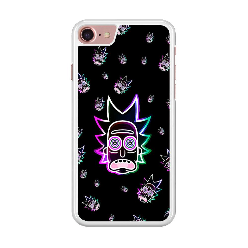 Rick Face Neon iPhone SE 2020 Case-Rubber / White (2D Case)-Xtracase