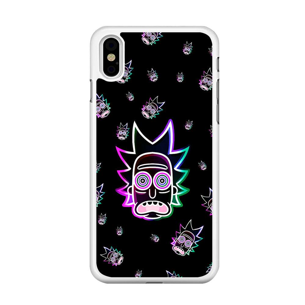 Rick Face Neon iPhone Xs Max Case-Rubber / White (2D Case)-Xtracase
