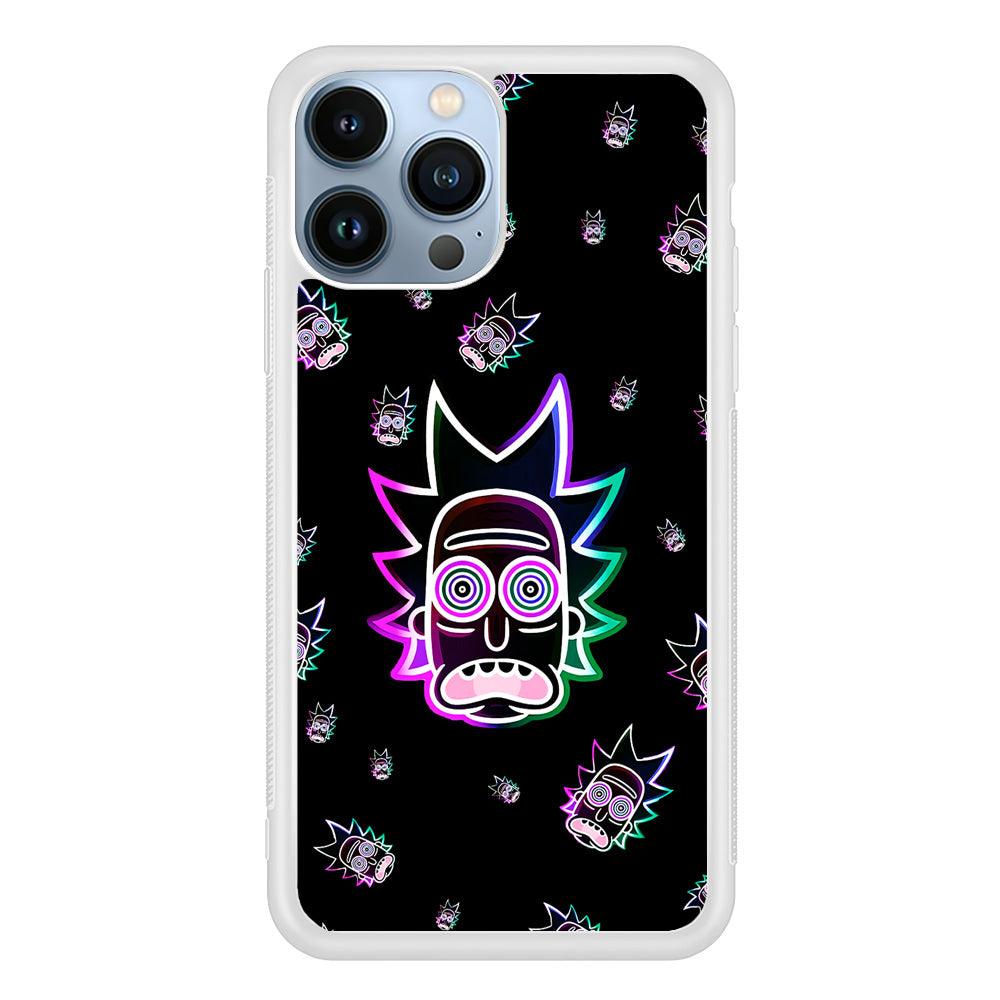 Rick Face Neon iPhone 13 Pro Case-Rubber / White (2D Case)-Xtracase
