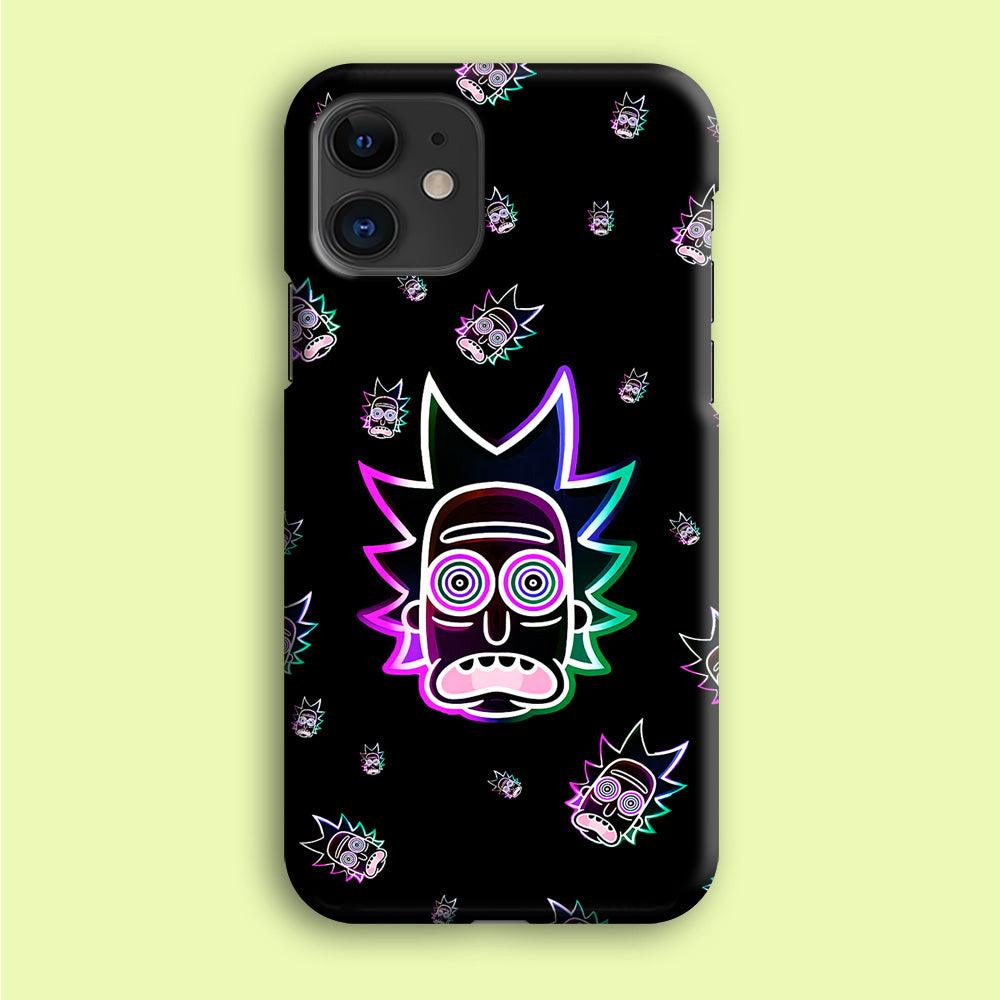 Rick Face Neon iPhone 12 Mini Case-Plastic / Full Wrap (3D Case)-Xtracase