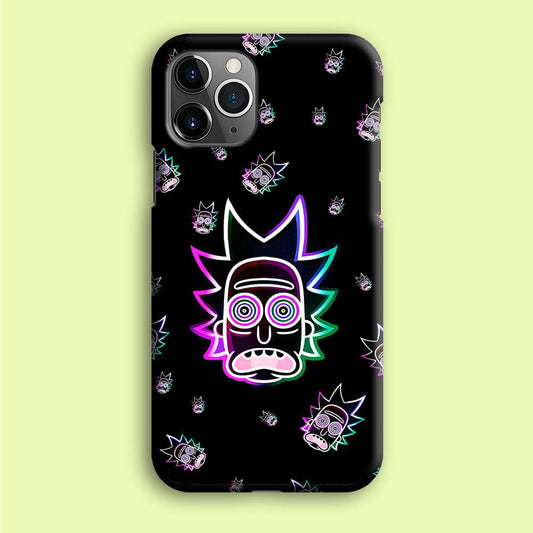 Rick Face Neon iPhone 12 Pro Max Case-Rubber / Black (2D Case)-Xtracase