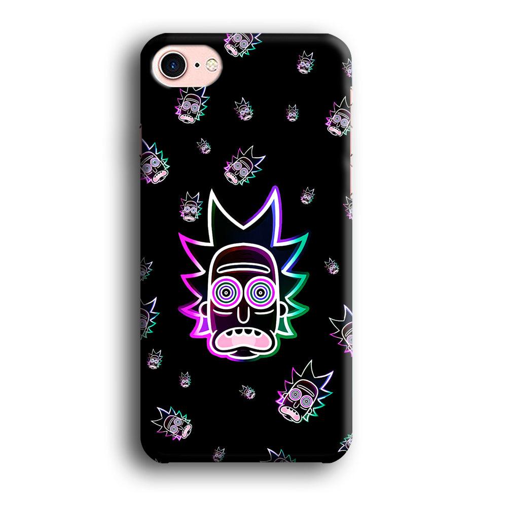 Rick Face Neon iPhone SE 2020 Case-Plastic / Full Wrap (3D Case)-Xtracase