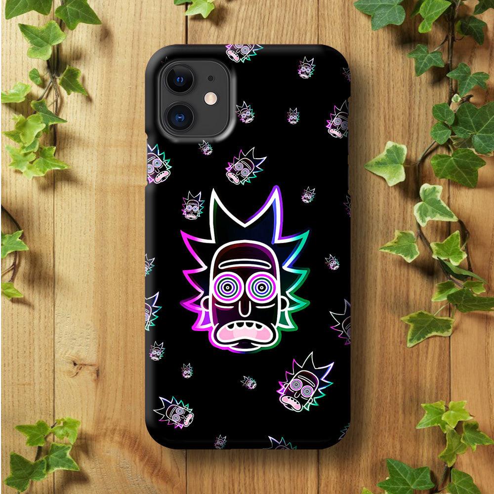 Rick Face Neon iPhone 11 Case-Plastic / Full Wrap (3D Case)-Xtracase