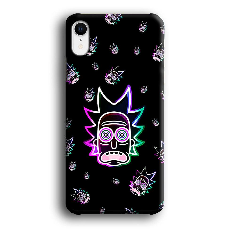 Rick Face Neon iPhone XR Case-Plastic / Full Wrap (3D Case)-Xtracase