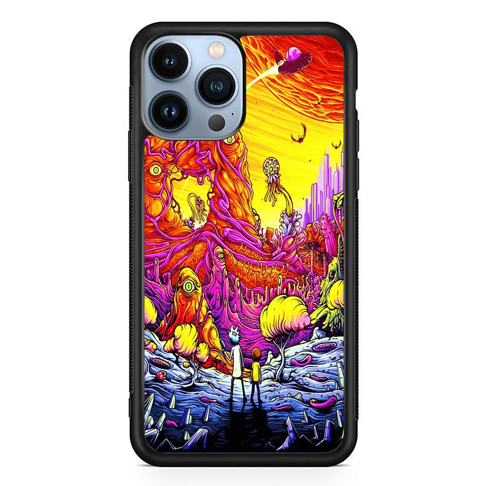 Rick and Morty Alien Planet iPhone 13 Pro Case-Rubber / Black (2D Case)-Xtracase
