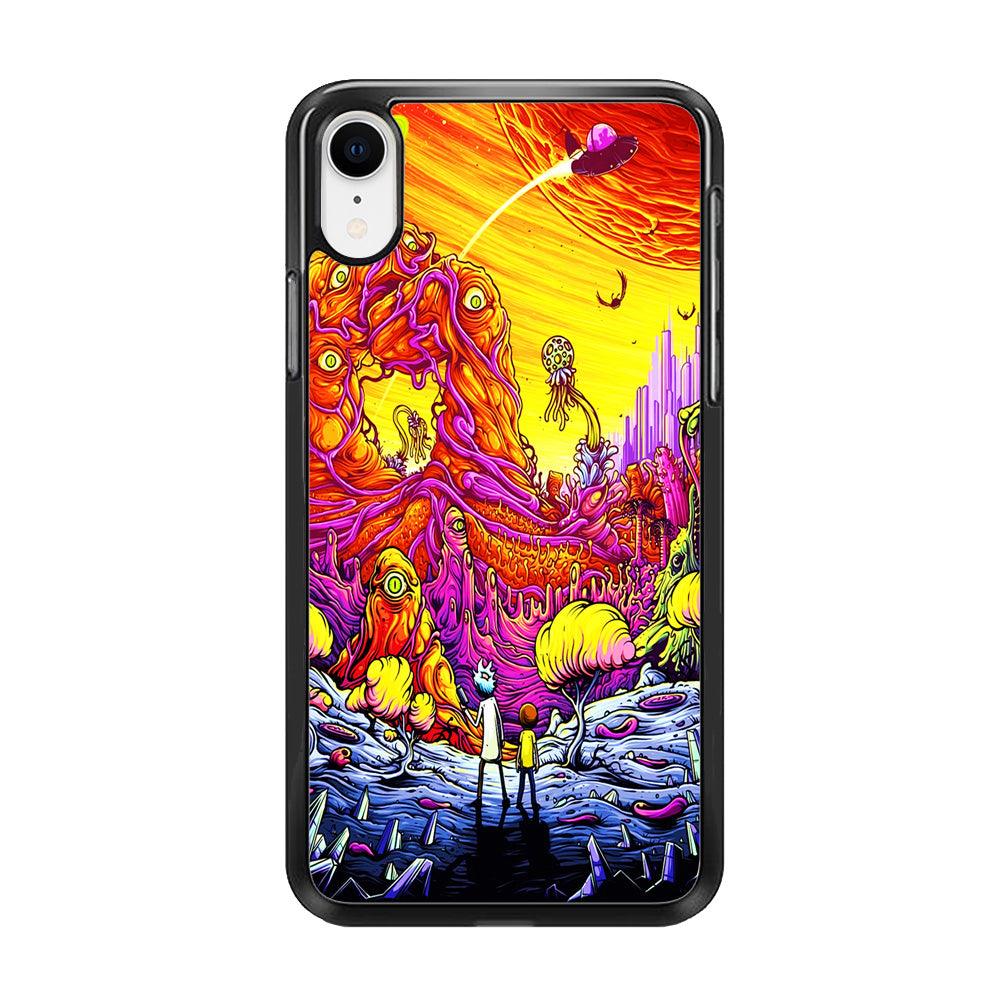 Rick and Morty Alien Planet iPhone XR Case-Rubber / Black (2D Case)-Xtracase