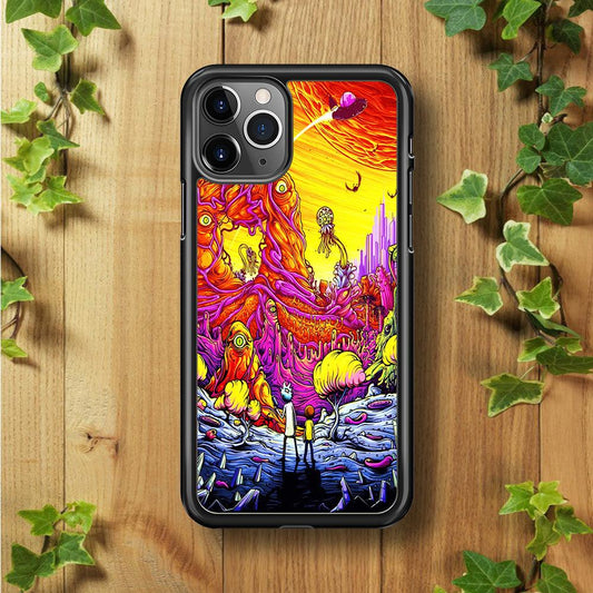 Rick and Morty Alien Planet iPhone 11 Pro Case-Rubber / Black (2D Case)-Xtracase