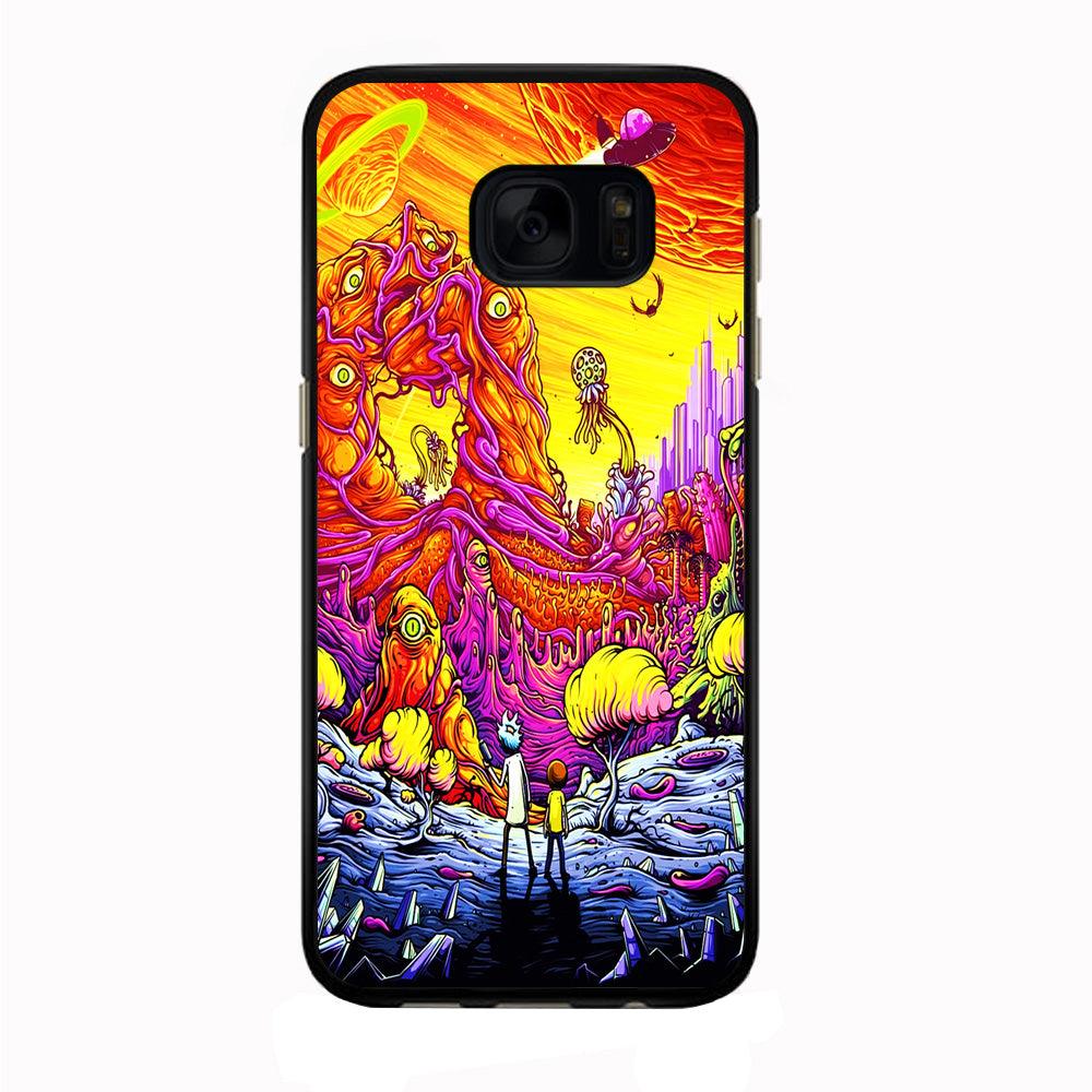 Rick and Morty Alien Planet Samsung Galaxy S7 Edge Case-Rubber / Black (2D Case)-Xtracase