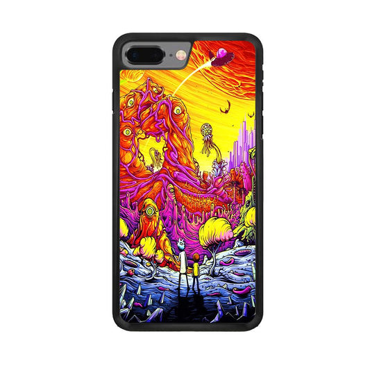 Rick and Morty Alien Planet iPhone 8 Plus Case-Rubber / Black (2D Case)-Xtracase