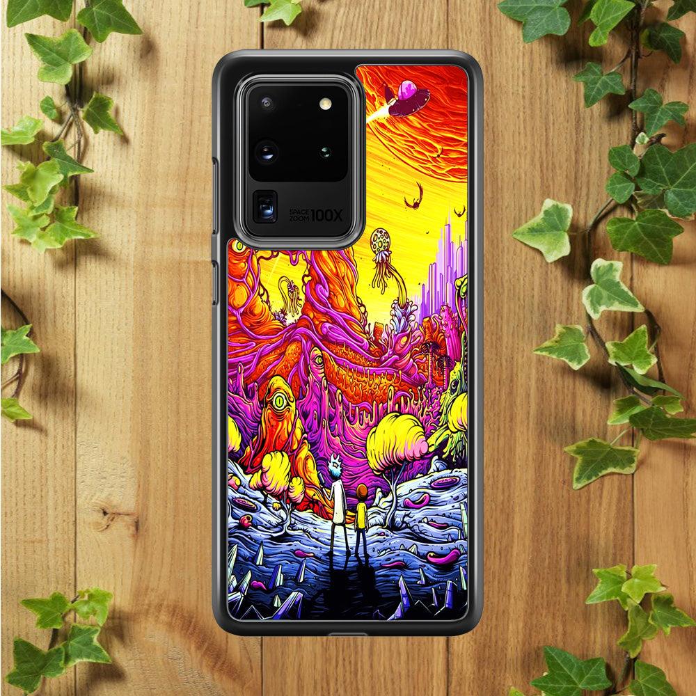 Rick and Morty Alien Planet Samsung Galaxy S20 Ultra Case-Rubber / Black (2D Case)-Xtracase