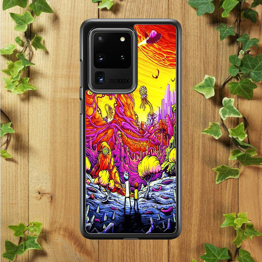 Rick and Morty Alien Planet Samsung Galaxy S20 Ultra Case-Rubber / Black (2D Case)-Xtracase