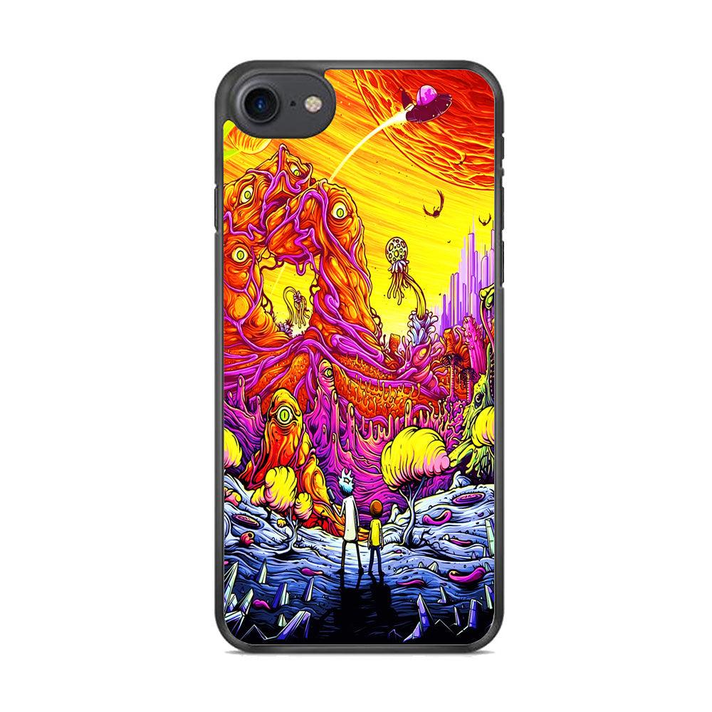 Rick and Morty Alien Planet iPhone 8 Case-Rubber / Black (2D Case)-Xtracase