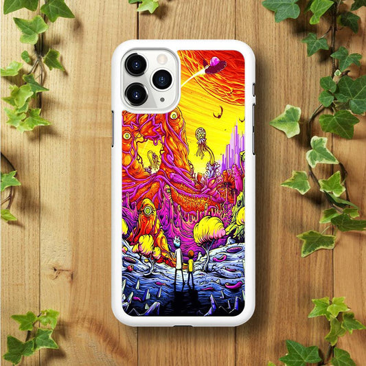 Rick and Morty Alien Planet iPhone 11 Pro Max Case-Rubber / White (2D Case)-Xtracase