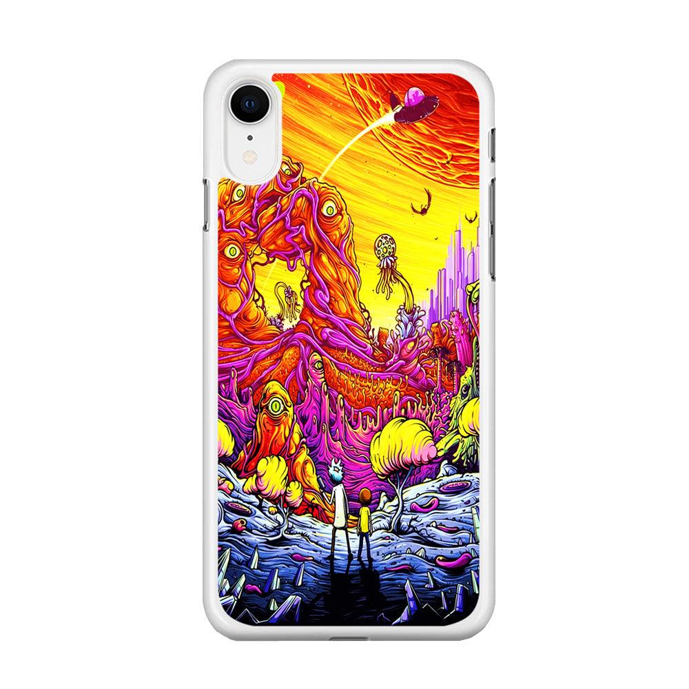 Rick and Morty Alien Planet iPhone XR Case-Rubber / White (2D Case)-Xtracase