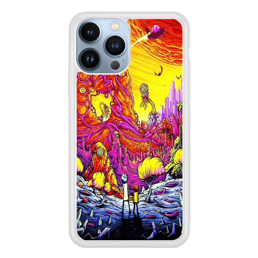 Rick and Morty Alien Planet iPhone 13 Pro Case-Rubber / White (2D Case)-Xtracase