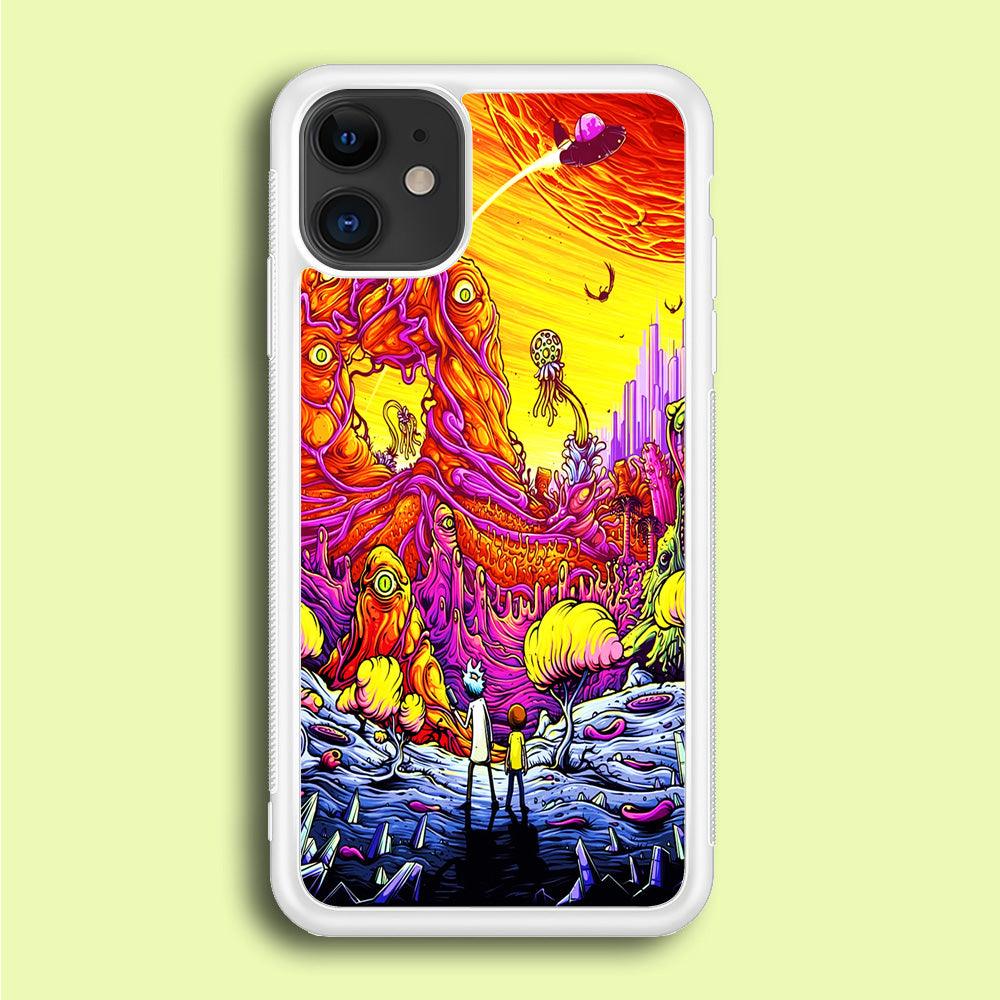 Rick and Morty Alien Planet iPhone 12 Mini Case-Rubber / White (2D Case)-Xtracase