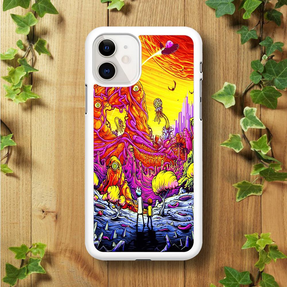 Rick and Morty Alien Planet iPhone 11 Case-Rubber / White (2D Case)-Xtracase