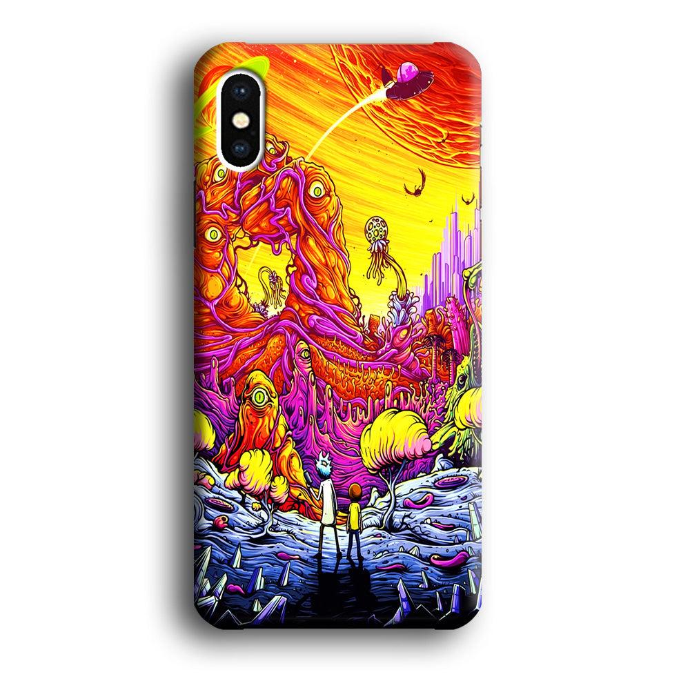 Rick and Morty Alien Planet iPhone Xs Case-Plastic / Full Wrap (3D Case)-Xtracase