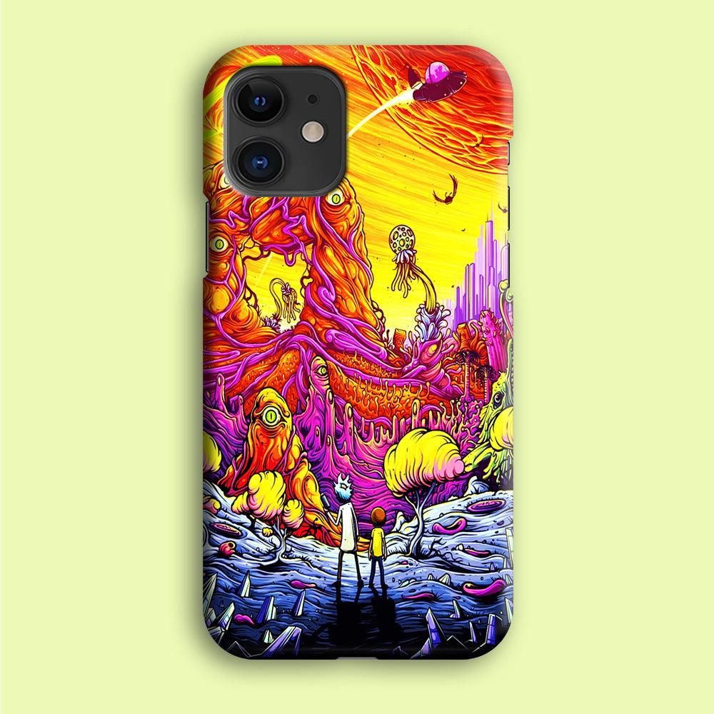 Rick and Morty Alien Planet iPhone 12 Mini Case-Plastic / Full Wrap (3D Case)-Xtracase