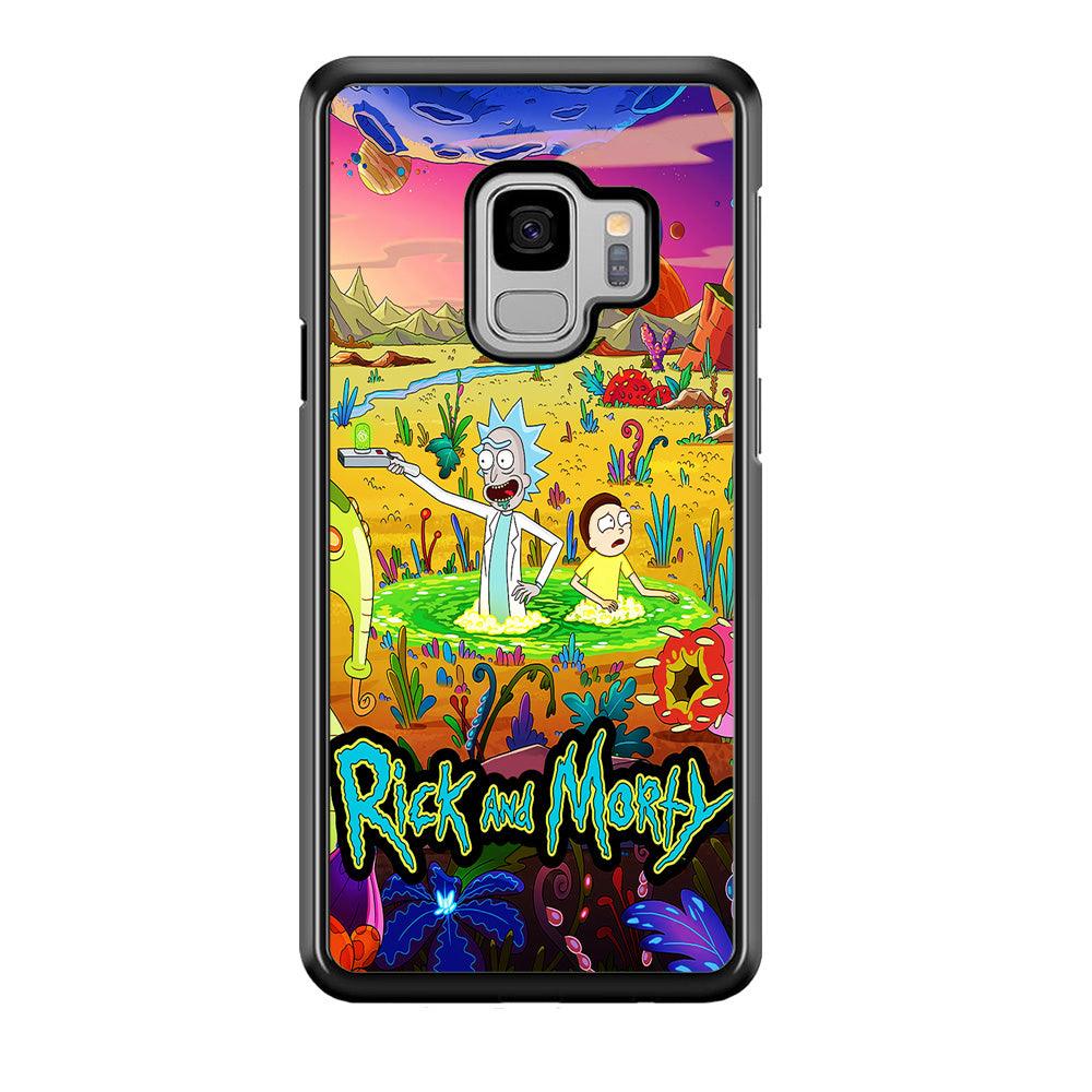 Rick and Morty Art Poster Samsung Galaxy S9 Case-Rubber / White (2D Case)-Xtracase