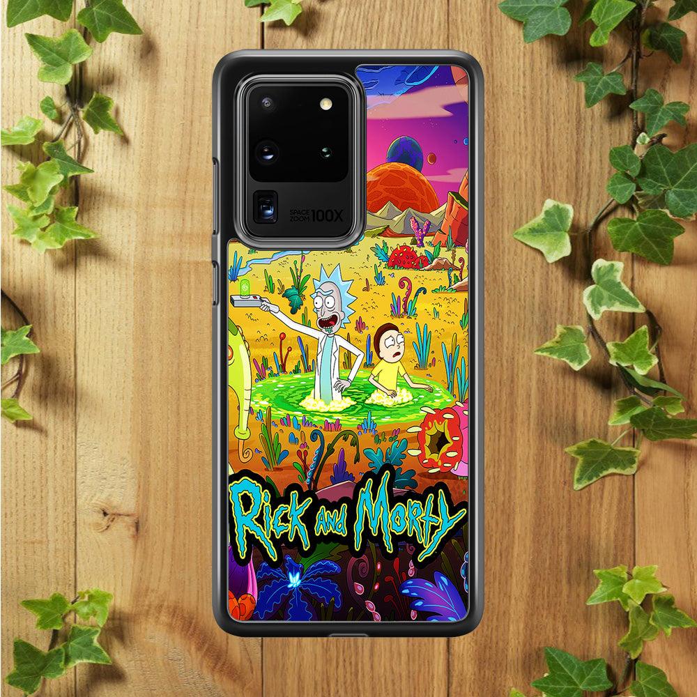 Rick and Morty Art Poster Samsung Galaxy S20 Ultra Case-Rubber / White (2D Case)-Xtracase