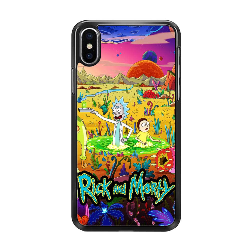 Rick and Morty Art Poster iPhone Xs Case-Rubber / Black (2D Case)-Xtracase