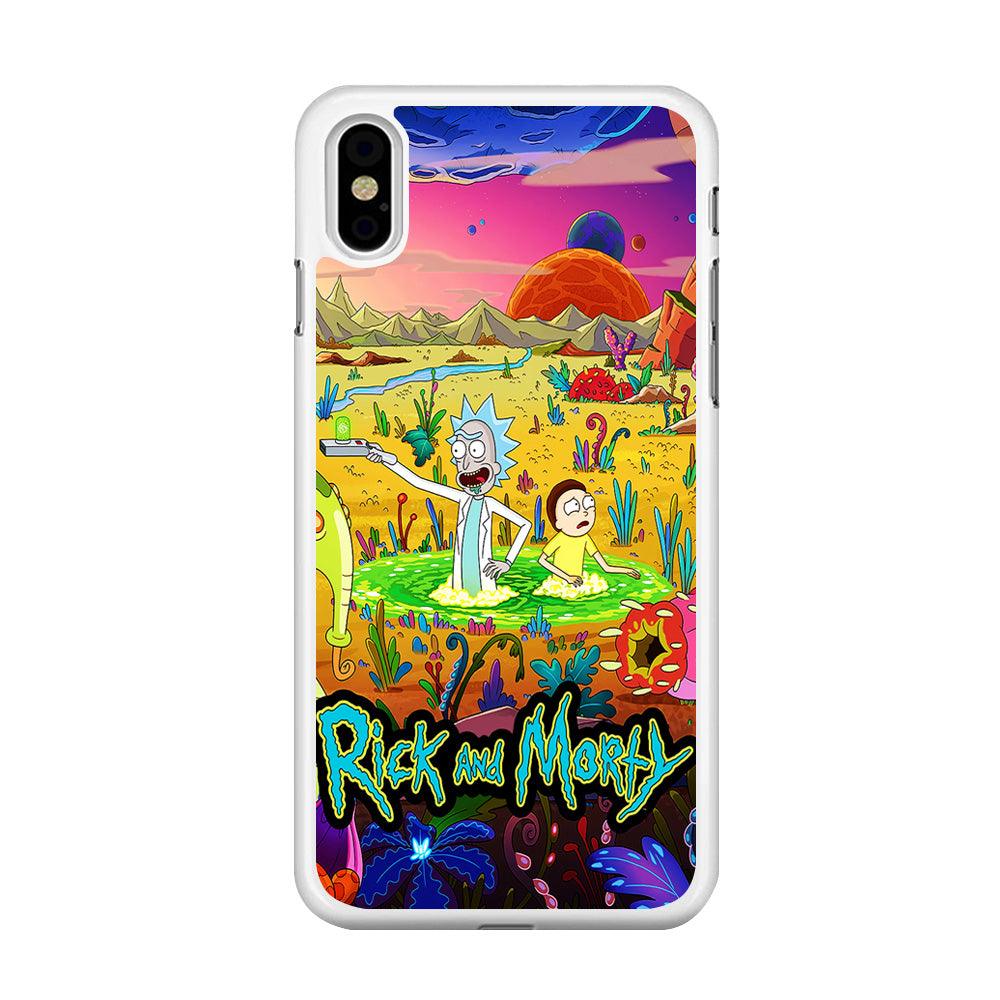 Rick and Morty Art Poster iPhone Xs Case-Rubber / White (2D Case)-Xtracase