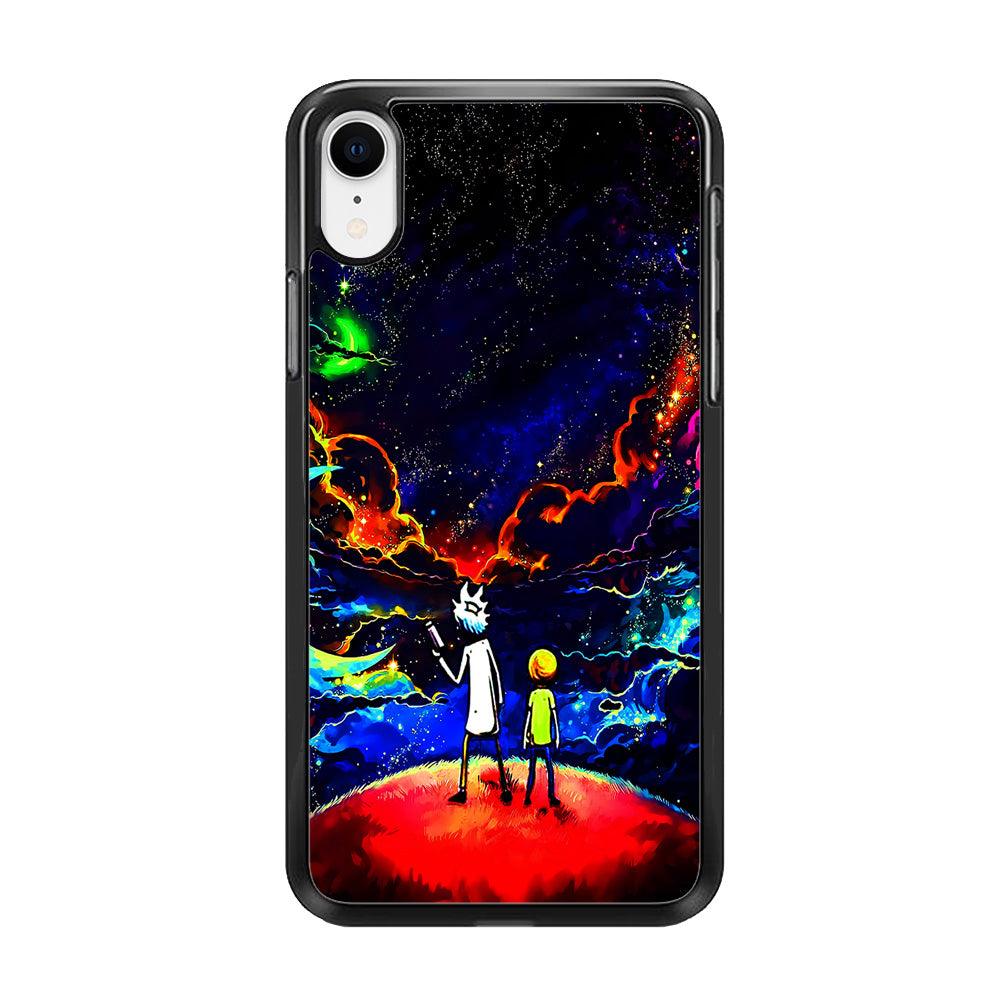 Rick and Morty Galaxy Painting iPhone XR Case-Rubber / Black (2D Case)-Xtracase