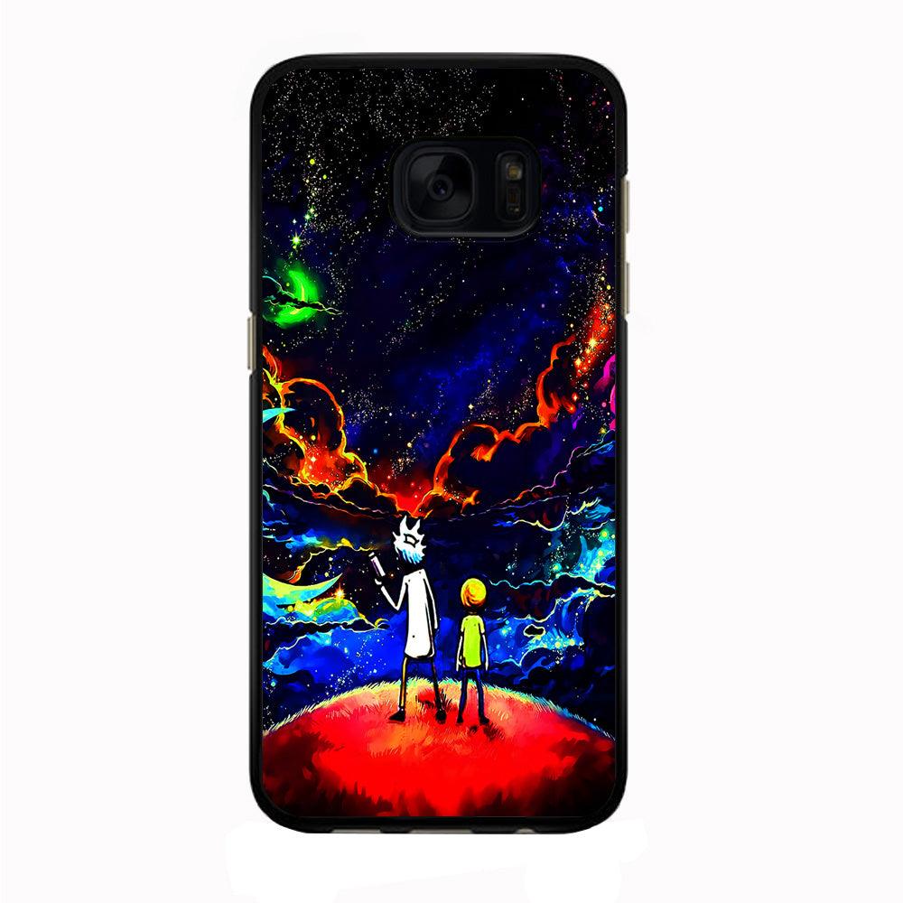 Rick and Morty Galaxy Painting Samsung Galaxy S7 Edge Case-Rubber / Black (2D Case)-Xtracase