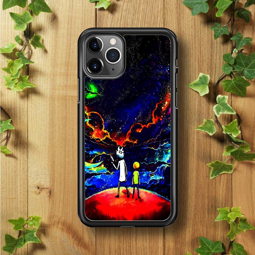 Rick and Morty Galaxy Painting iPhone 11 Pro Case-Rubber / Black (2D Case)-Xtracase