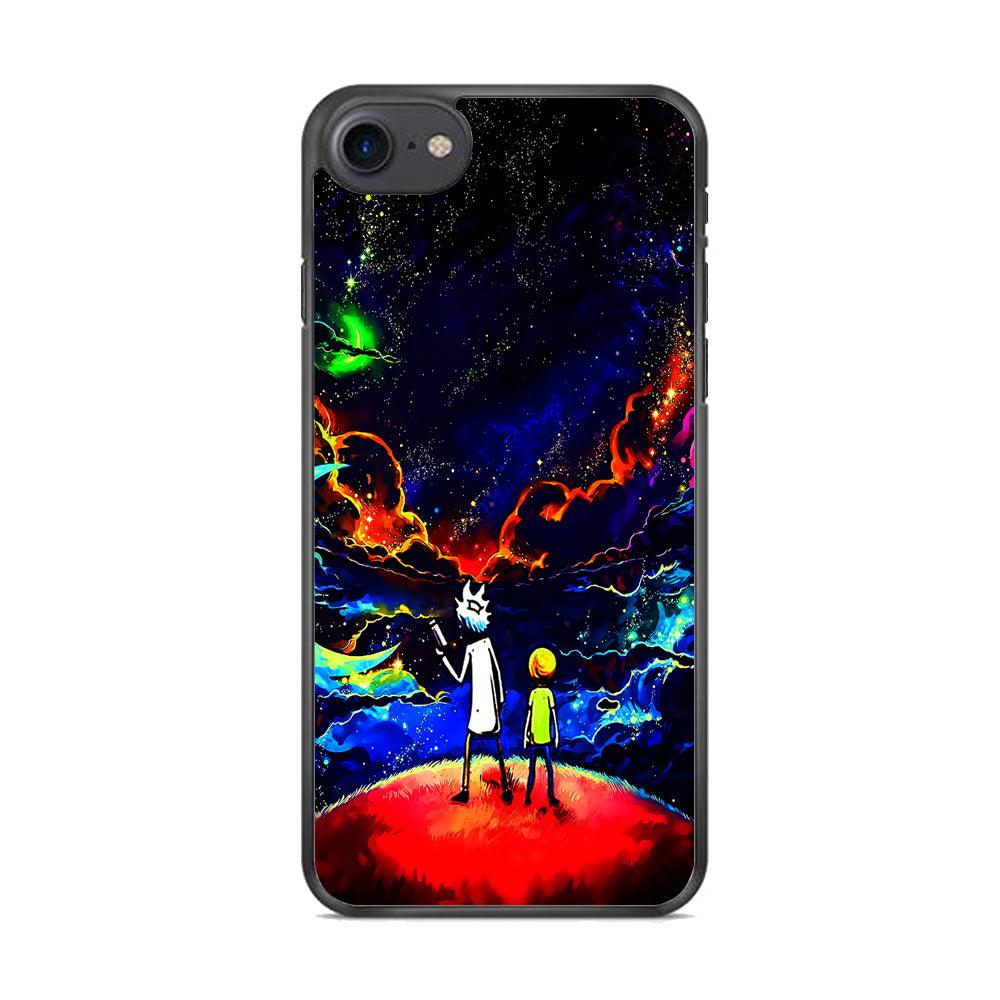 Rick and Morty Galaxy Painting iPhone 7 Case-Rubber / Black (2D Case)-Xtracase