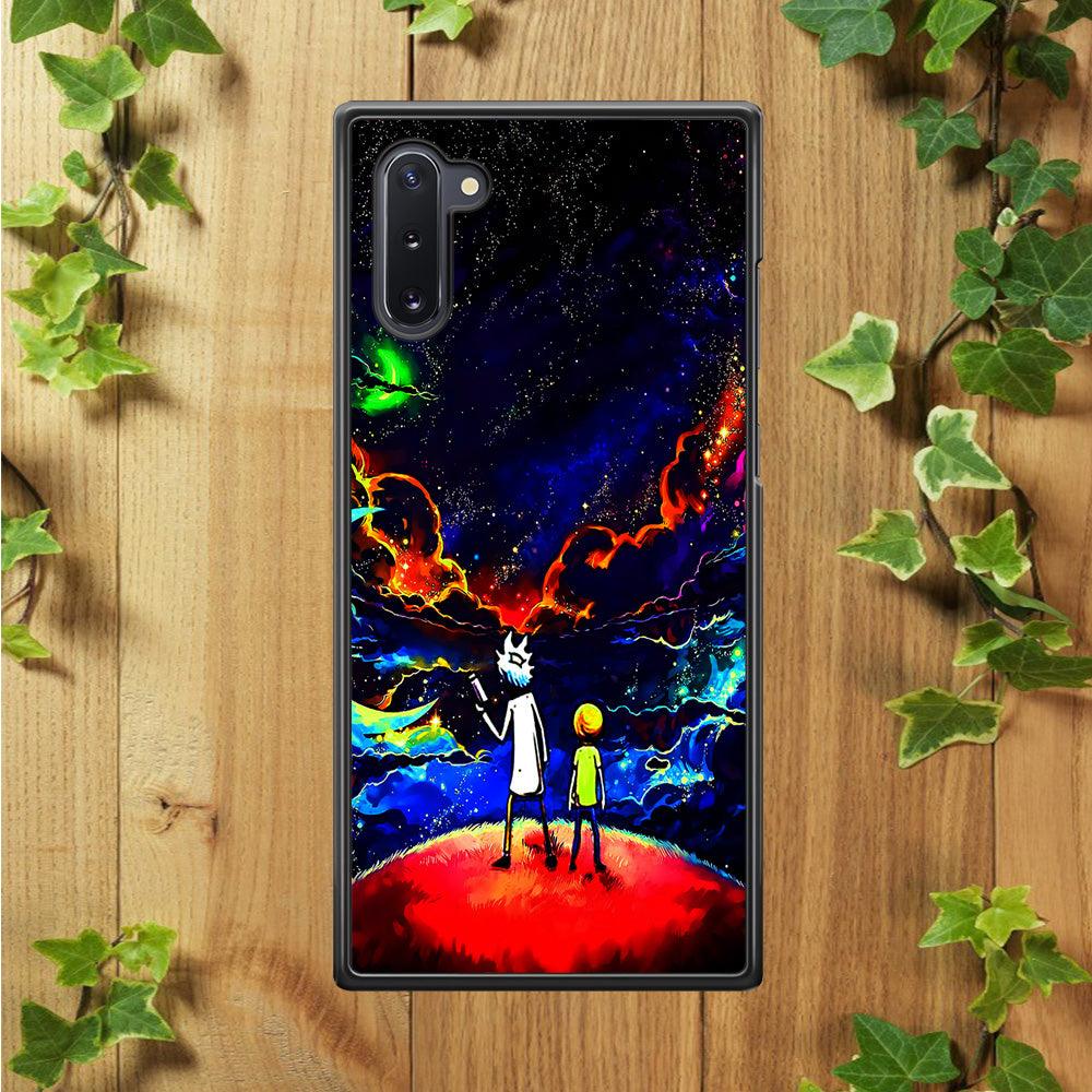 Rick and Morty Galaxy Painting Samsung Galaxy Note 10 Case-Rubber / White (2D Case)-Xtracase