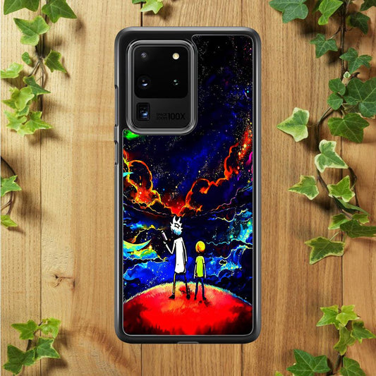 Rick and Morty Galaxy Painting Samsung Galaxy S20 Ultra Case-Rubber / Black (2D Case)-Xtracase