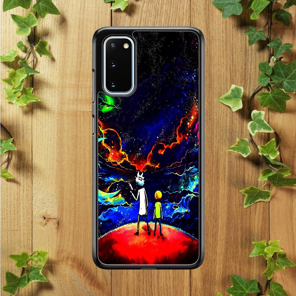 Rick and Morty Galaxy Painting Samsung Galaxy S20 Case-Rubber / White (2D Case)-Xtracase