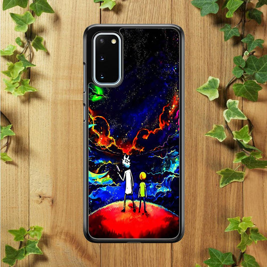 Rick and Morty Galaxy Painting Samsung Galaxy S20 Case-Rubber / White (2D Case)-Xtracase