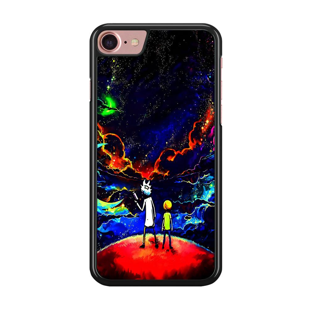 Rick and Morty Galaxy Painting iPhone SE 2020 Case-Rubber / Black (2D Case)-Xtracase