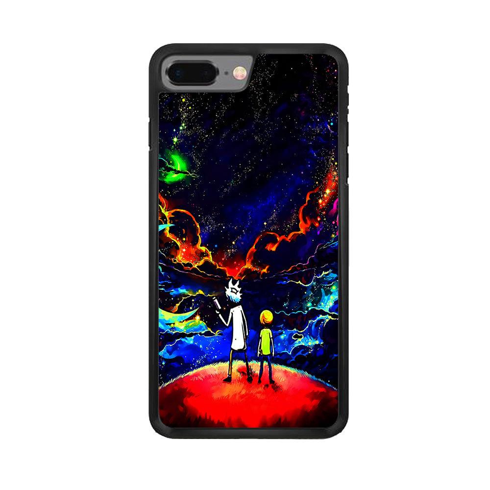 Rick and Morty Galaxy Painting iPhone 8 Plus Case-Rubber / Black (2D Case)-Xtracase