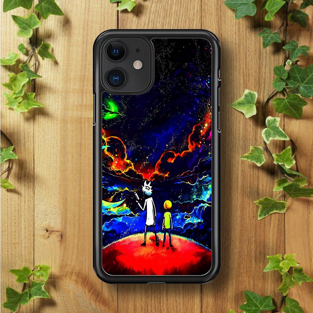Rick and Morty Galaxy Painting iPhone 11 Case-Rubber / Black (2D Case)-Xtracase