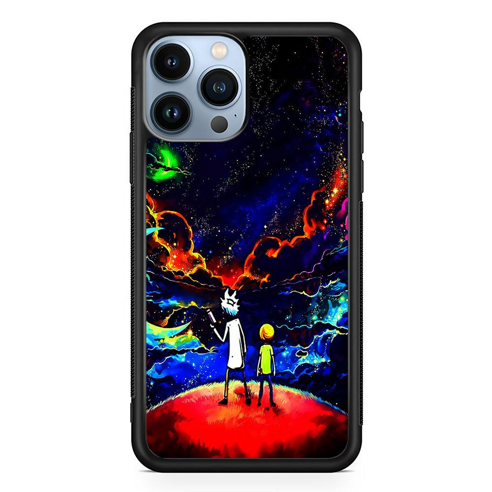 Rick and Morty Galaxy Painting iPhone 13 Pro Case-Rubber / Black (2D Case)-Xtracase