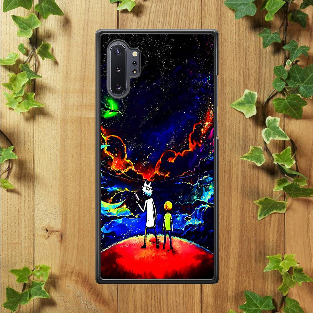 Rick and Morty Galaxy Painting Samsung Galaxy Note 10 Plus Case-Rubber / White (2D Case)-Xtracase