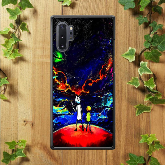Rick and Morty Galaxy Painting Samsung Galaxy Note 10 Plus Case-Rubber / White (2D Case)-Xtracase