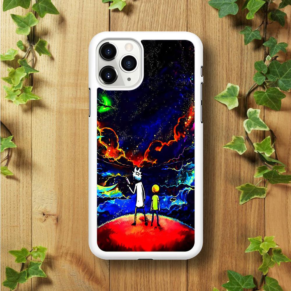 Rick and Morty Galaxy Painting iPhone 11 Pro Case-Rubber / White (2D Case)-Xtracase