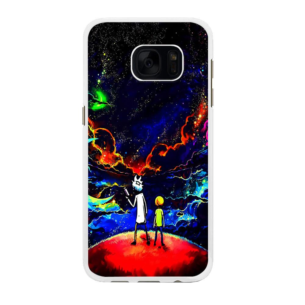Rick and Morty Galaxy Painting Samsung Galaxy S7 Edge Case-Rubber / White (2D Case)-Xtracase