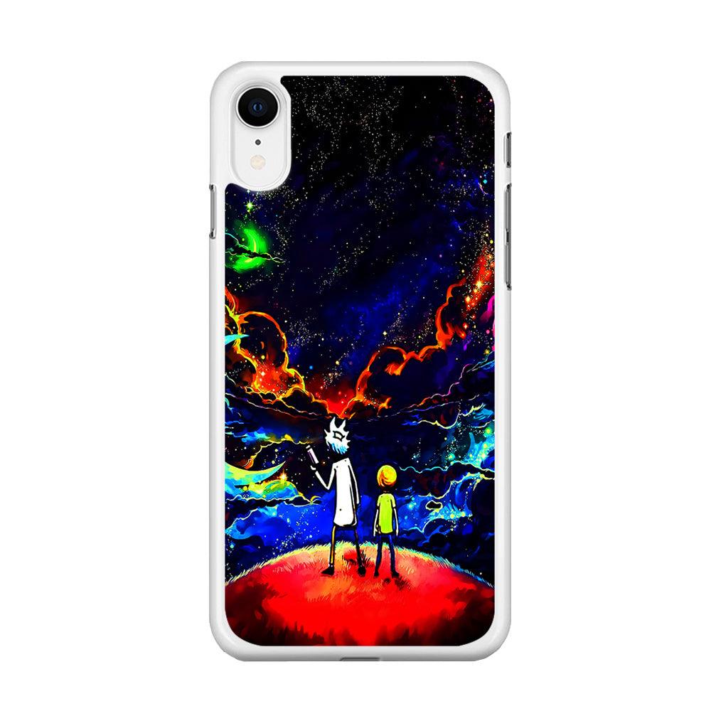 Rick and Morty Galaxy Painting iPhone XR Case-Rubber / White (2D Case)-Xtracase