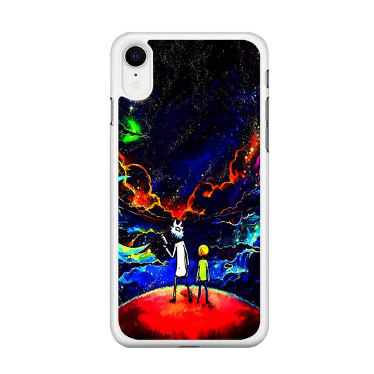 Rick and Morty Galaxy Painting iPhone XR Case-Rubber / White (2D Case)-Xtracase