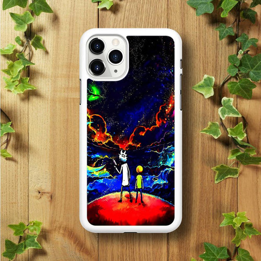 Rick and Morty Galaxy Painting iPhone 11 Pro Max Case-Rubber / White (2D Case)-Xtracase